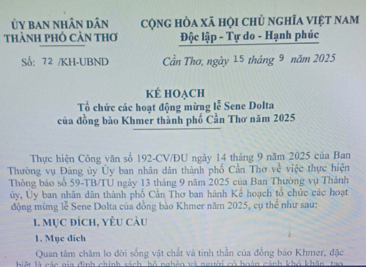 Tổ chức các hoạt động mừng lễ Sene Dolta của đồng bào Khmer thành phố Cần Thơ năm 2025