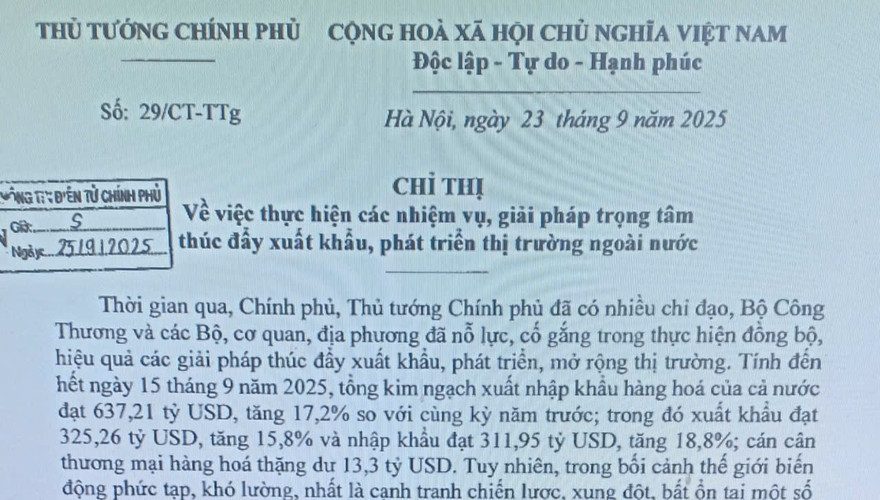 Thực hiện các nhiệm vụ, giải pháp trọng tâm thúc đẩy xuất khẩu, phát triển thị trường ngoài nước