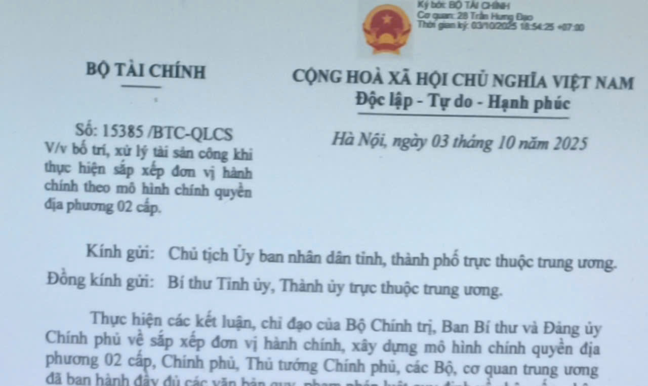 Bố trí, xử lý tài sản công khi thực hiện sắp xếp đơn vị hành chính theo mô hình chính quyền địa phương 02 cấp 