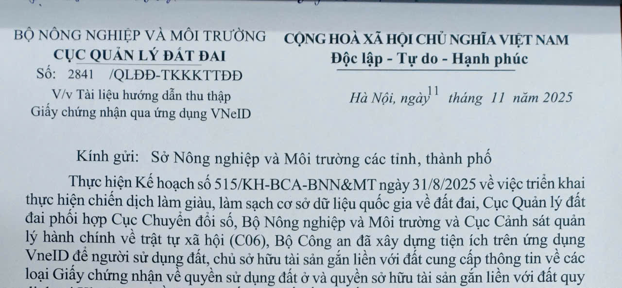 Tài liệu hướng dẫn thu thập Giấy chứng nhận qua ứng dụng VNeID