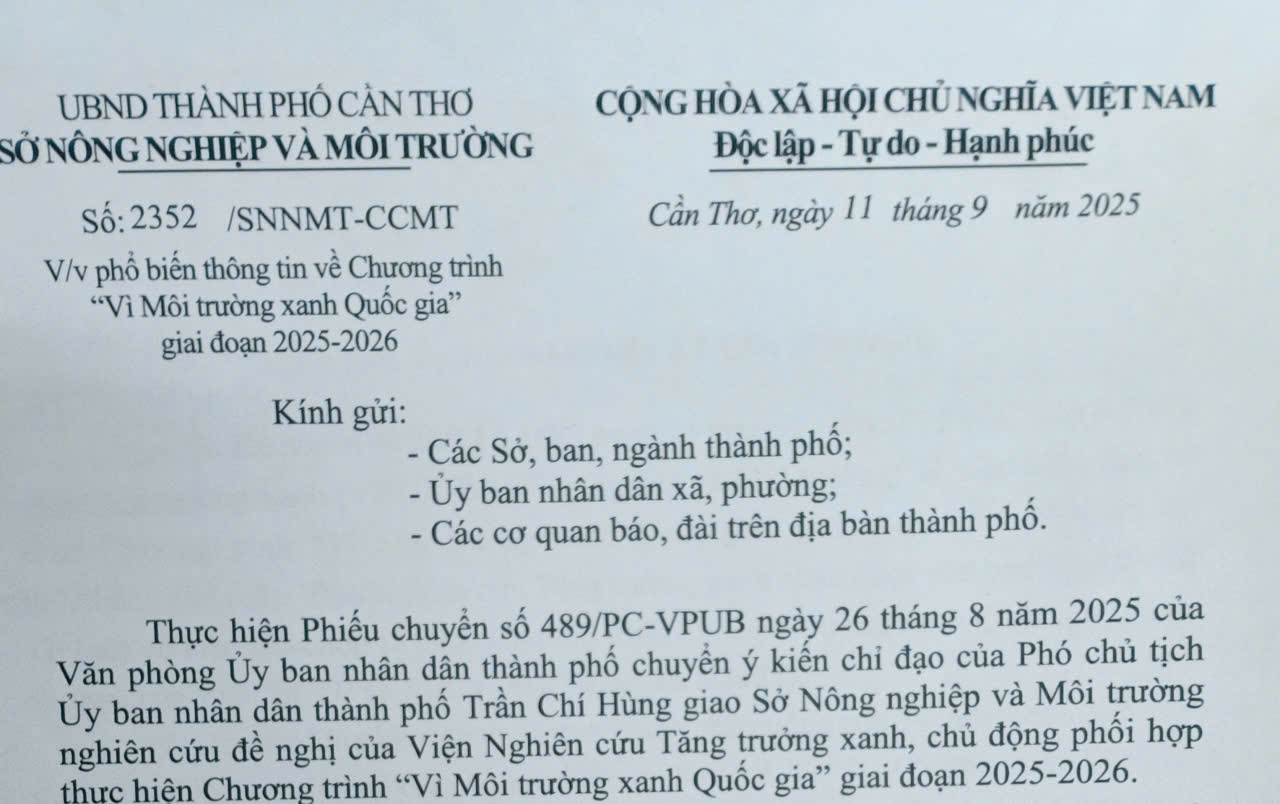 Phổ biến thông tin về Chương trình “Vì Môi trường xanh Quốc gia” giai đoạn 2025-2026