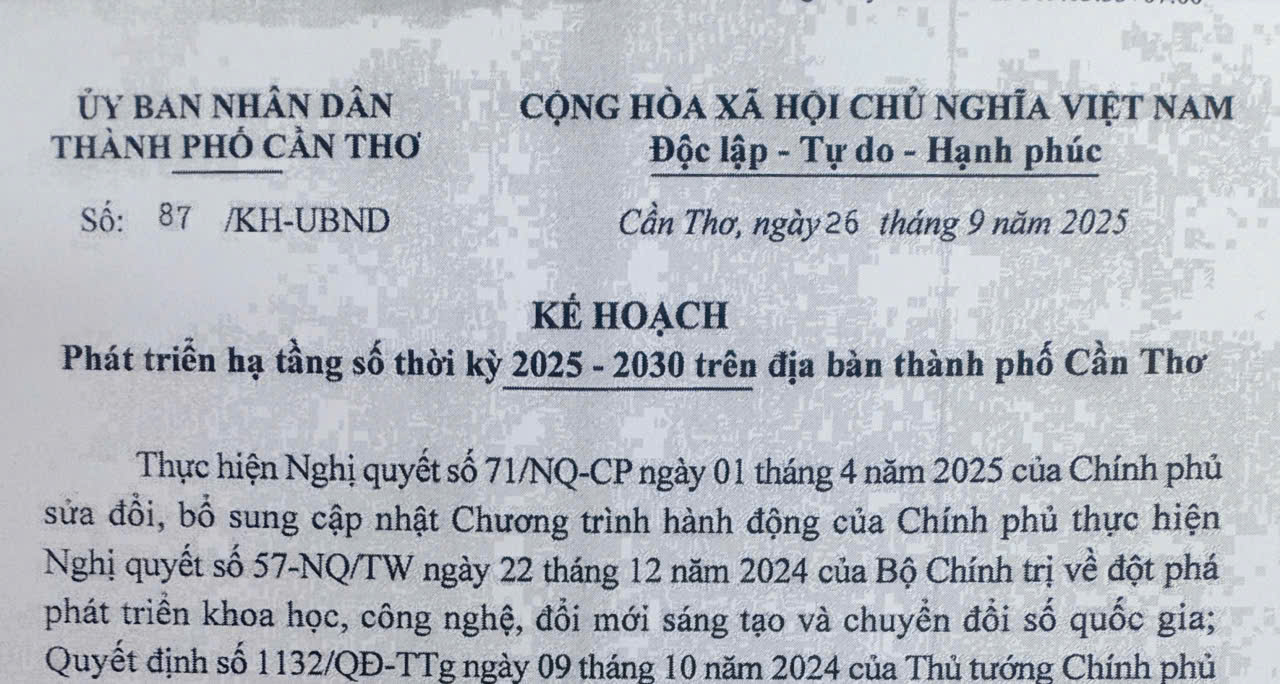Phát triển hạ tầng số thời kỳ 2025 - 2030 trên địa bàn thành phố Cần Thơ