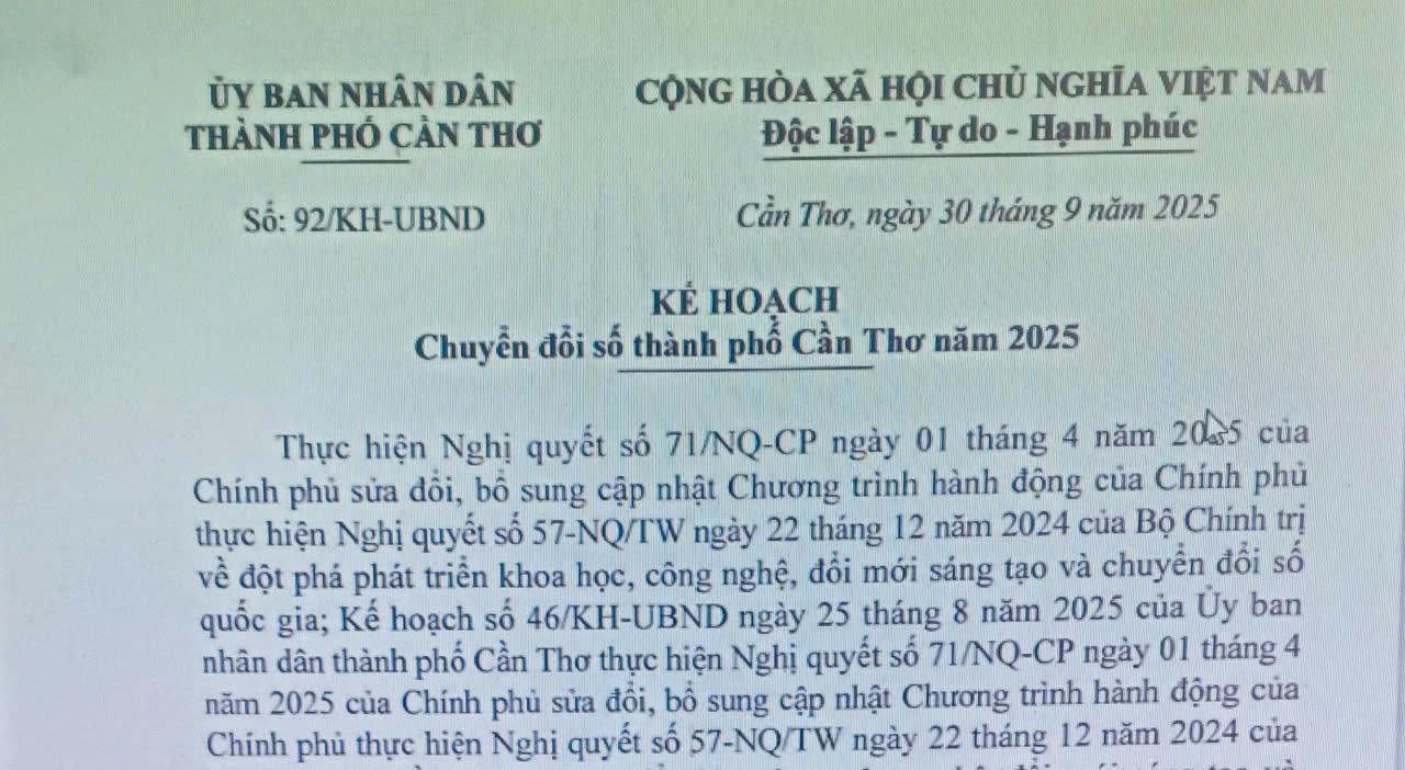 Chuyển đổi số thành phố Cần Thơ năm 2025