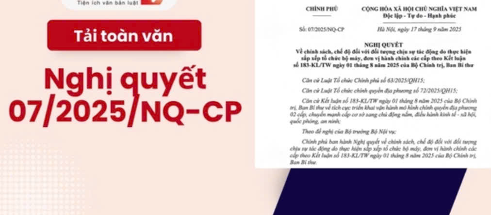 Chính sách, chế độ đối với đối tượng chịu sự tác động do thực hiện sắp xếp tổ chức bộ máy, đơn vị hành chính các cấp theo Kết luận số 183-KL/TW ngày 01/8/2025 của Bộ Chính trị, Ban Bí thư