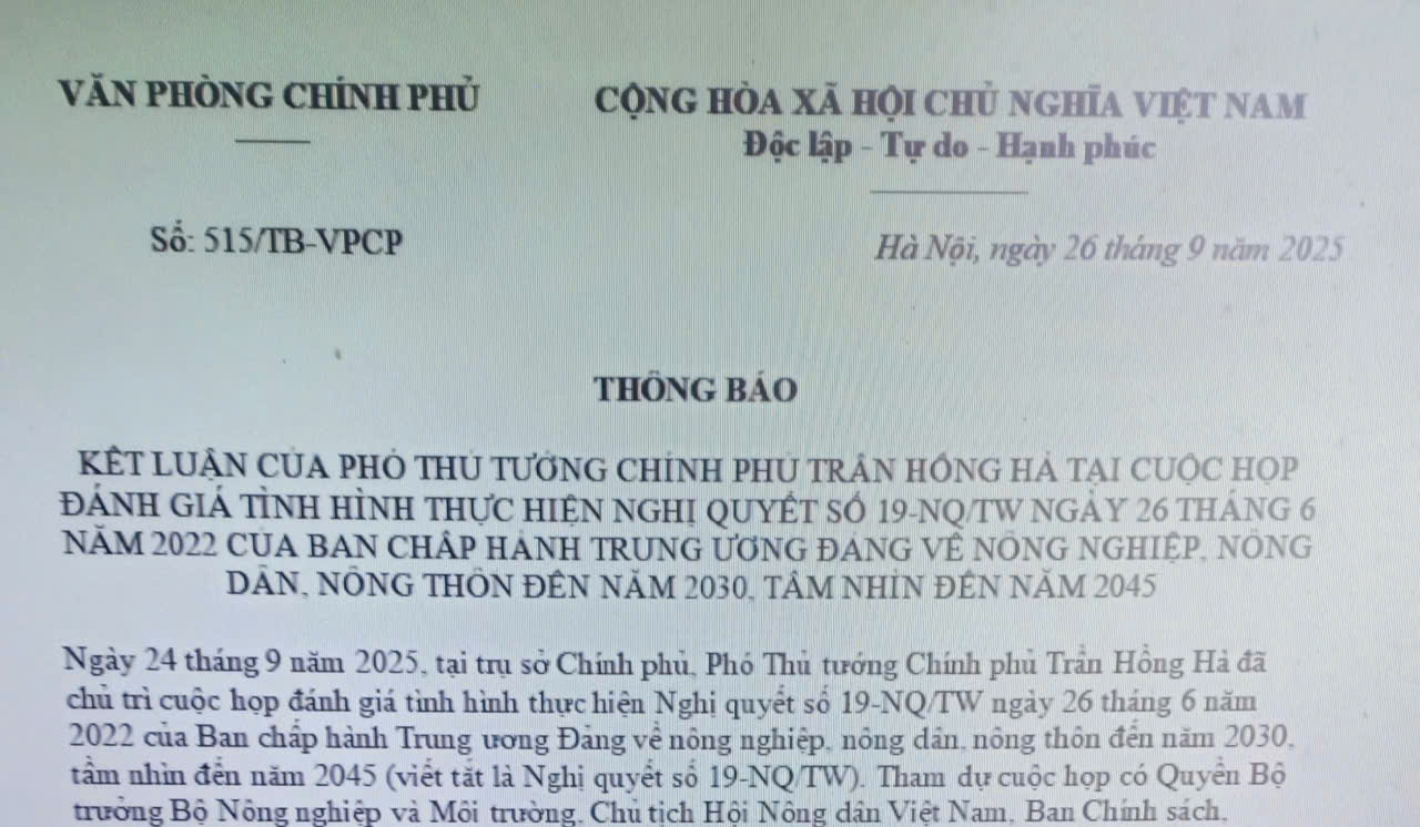 Định hướng phát triển Nông nghiệp, nông thôn bền vững theo Nghị quyết 19-NQ/TW đến năm 2030