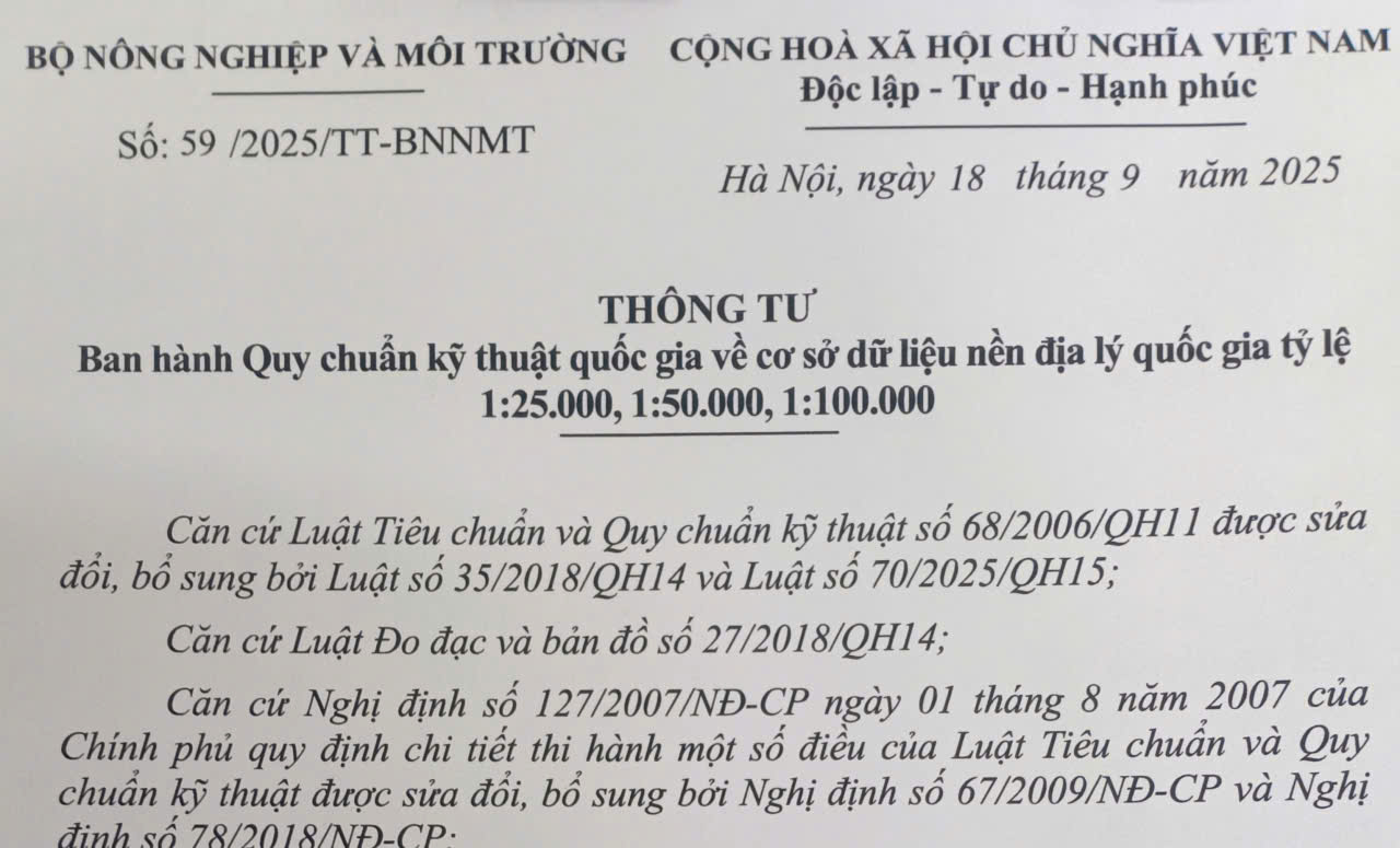Quy chuẩn kỹ thuật quốc gia về cơ sở dữ liệu nền địa lý quốc gia