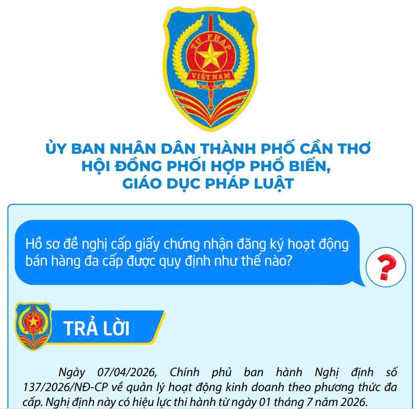 Hồ sơ đề nghị cấp giấy chứng nhận đăng ký hoạt động bán hàng đa cấp được quy định như thế nào?