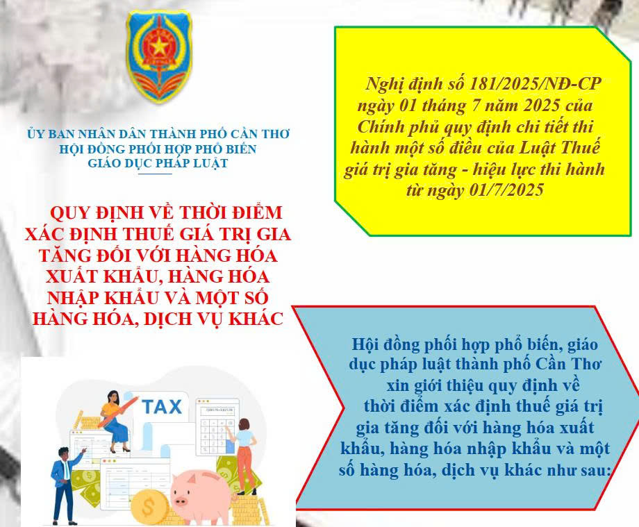 Quy định về thời điểm xác định thuế giá trị gia tăng đối với hàng hóa xuất khẩu, hàng hóa nhập khẩu và một số hàng hóa, dịch vụ khác