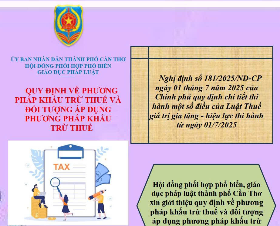 Quy định về phương pháp khấu trừ thuế và đối tượng áp dụng phương pháp khấu trừ thuế