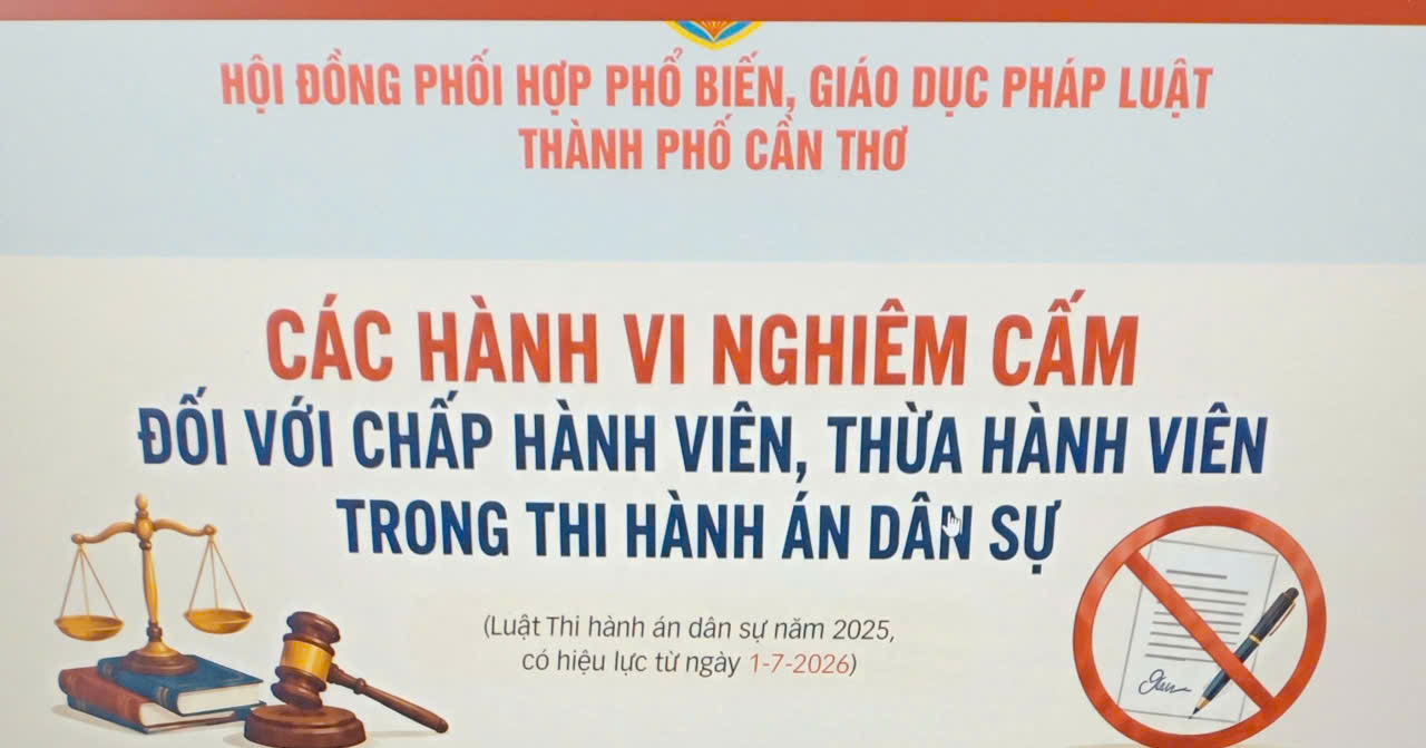 [INFOGRAPHICS] Các hành vi nghiêm cấm đối với chấp hành viên, thừa hành viên trong thi hành án dân sự