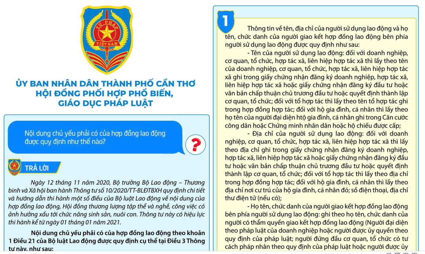 Nội dung chủ yếu phải có của hợp đồng lao động được quy định như thế nào?