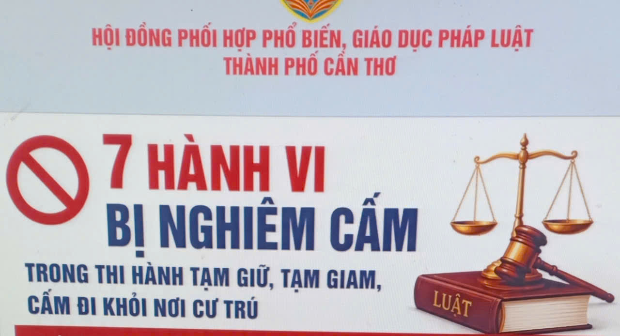 [INFOGRAPHICS] 7 hành vi bị nghiêm cấm trong thi hành tạm giữ, tạm giam, cấm đi khỏi nơi cư trú