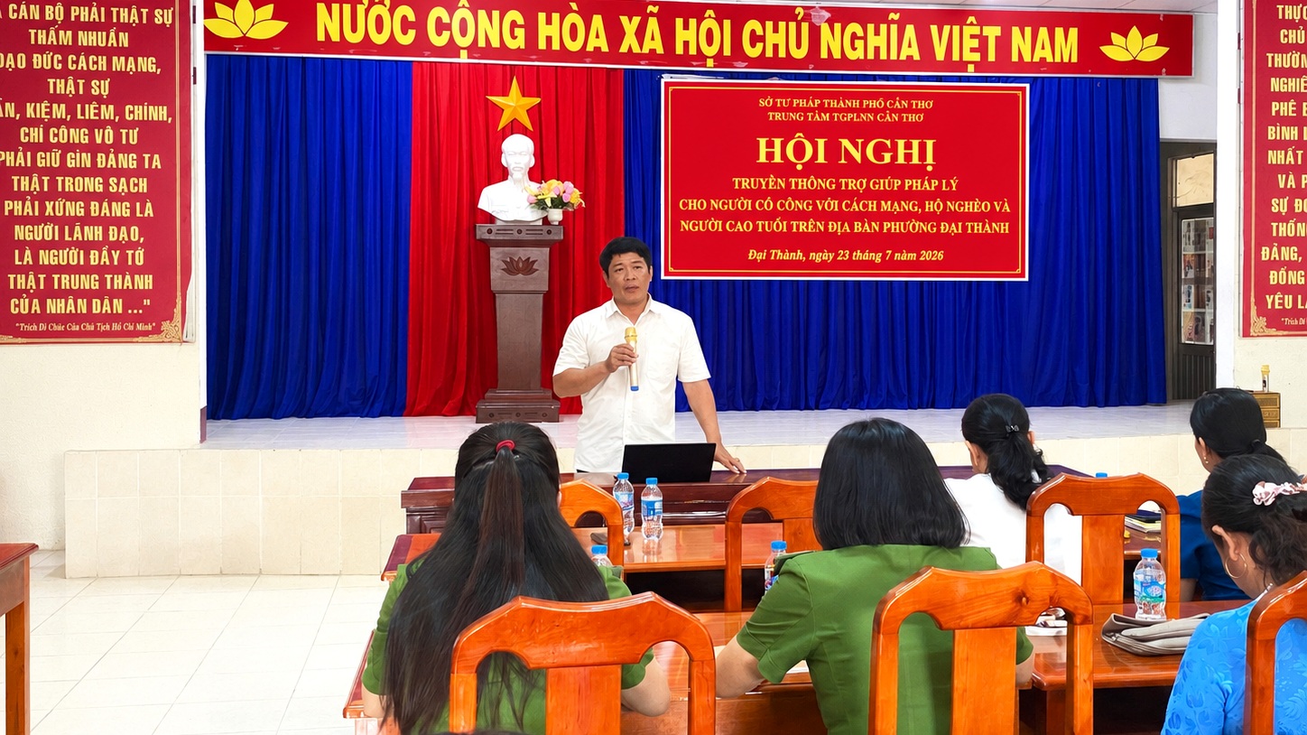 PHƯỜNG ĐẠI THÀNH TỔ CHỨC TRUYỀN THÔNG TRỢ GIÚP  PHÁP LÝ CHO NGƯỜI CÓ CÔNG VỚI CÁCH MẠNG, HỘ NGHÈO  VÀ NGƯỜI CAO TUỔI