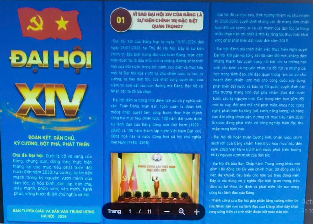 Tờ gấp tuyên truyền kết quả Đại hội XIV của Đảng 
