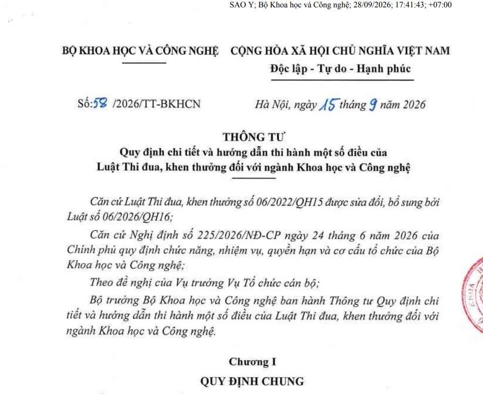 Cần Thơ triển khai thực hiện Thông tư số 58/2026/TT-BKHCN