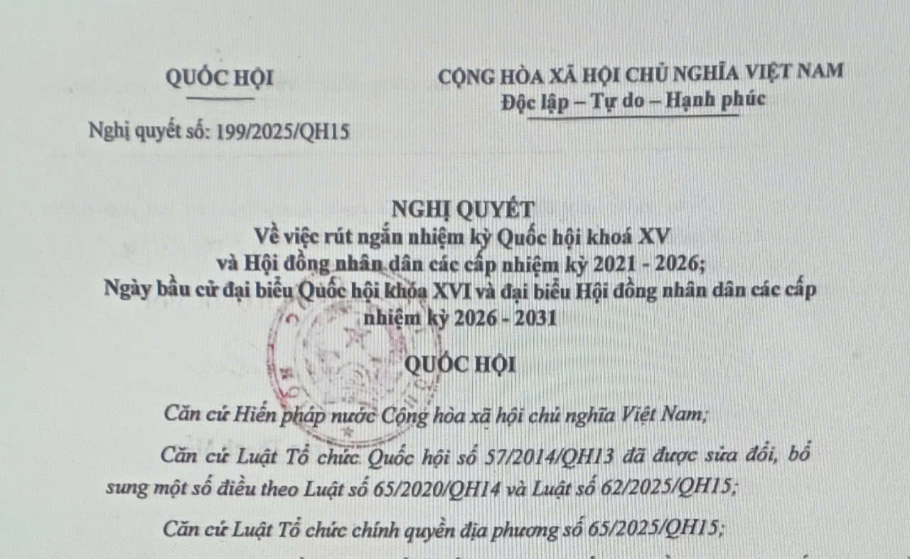 Nghị quyết về việc rút ngắn nhiệm kỳ Quốc hội khoá XV