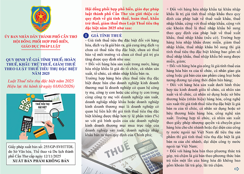 QUY ĐỊNH VỀ GIÁ TÍNH THUẾ; HOÀN  THUẾ, KHẤU TRỪ THUẾ, GIẢM THUẾ  THEO LUẬT THUẾ TIÊU THỤ ĐẶC BIỆT NĂM 2025