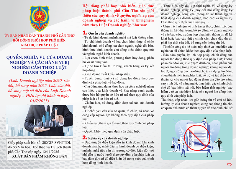 QUYỀN, NGHĨA VỤ CỦA DOANH  NGHIỆP VÀ CÁC HÀNH VI BỊ NGHIÊM CẤM THEO LUẬT DOANH NGHIỆP