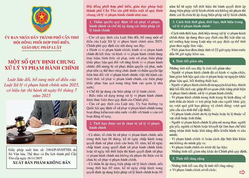 MỘT SỐ QUY ĐỊNH CHUNG XỬ LÝ VI PHẠM HÀNH CHÍNH