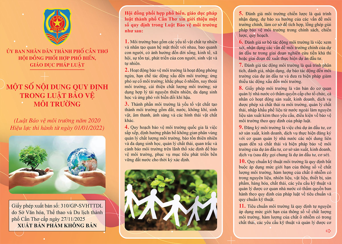MỘT SỐ NỘI DUNG QUY ĐỊNH TRONG LUẬT BẢO VỆ MÔI TRƯỜNG