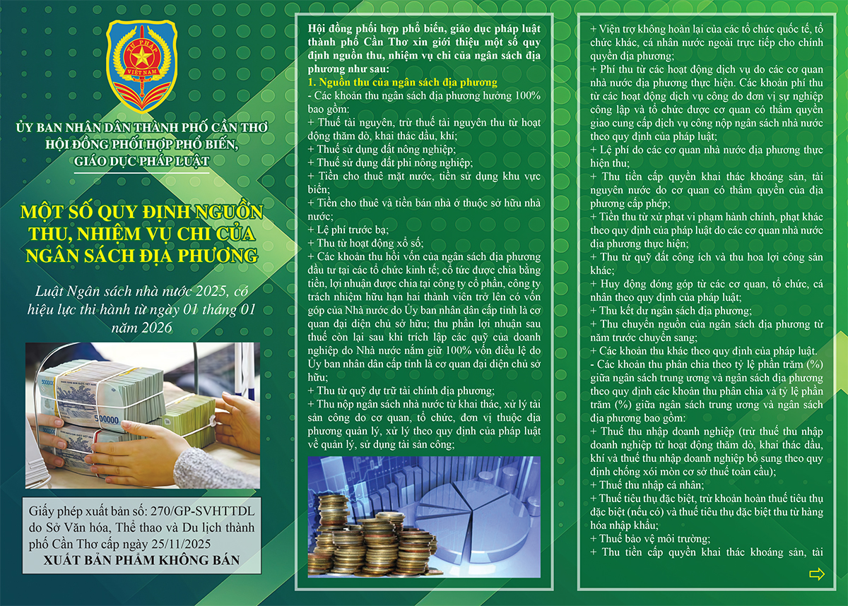 MỘT SỐ QUY ĐỊNH NGUỒN THU, NHIỆM VỤ CHI CỦA NGÂN SÁCH ĐỊA PHƯƠNG