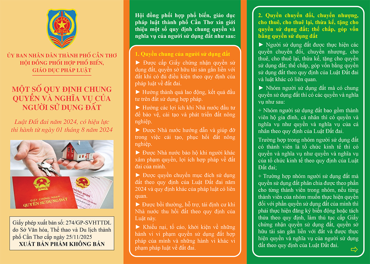 MỘT SỐ QUY ĐỊNH CHUNG QUYỀN VÀ NGHĨA VỤ CỦA NGƯỜI SỬ DỤNG ĐẤT