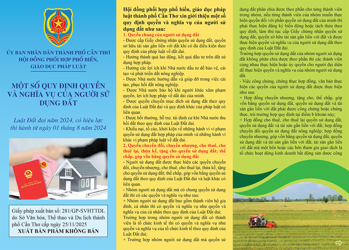 MỘT SỐ QUY ĐỊNH QUYỀN VÀ NGHĨA VỤ CỦA NGƯỜI SỬ DỤNG ĐẤT 