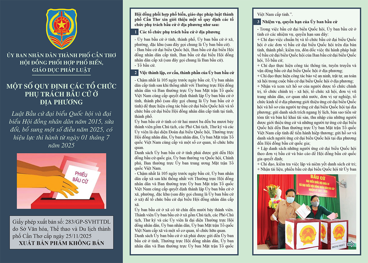MỘT SỐ QUY ĐỊNH CÁC TỔ CHỨC PHỤ TRÁCH BẦU CỬ Ở ĐỊA PHƯƠNG