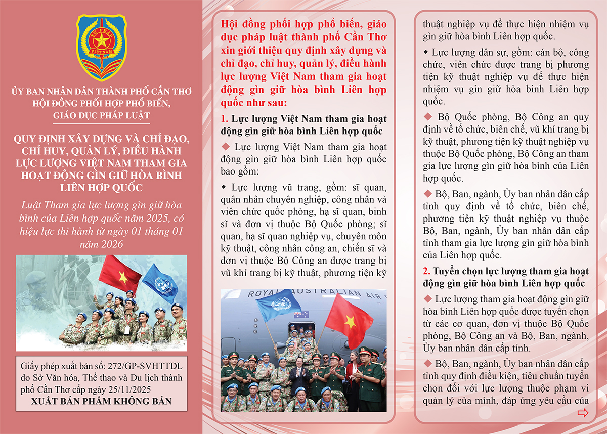 QUY ĐỊNH XÂY DỰNG VÀ CHỈ ĐẠO, CHỈ HUY, QUẢN LÝ, ĐIỀU HÀNH LỰC LƯỢNG VIỆT NAM THAM GIA HOẠT ĐỘNG GÌN GIỮ HÒA BÌNH LIÊN HỢP QUỐC