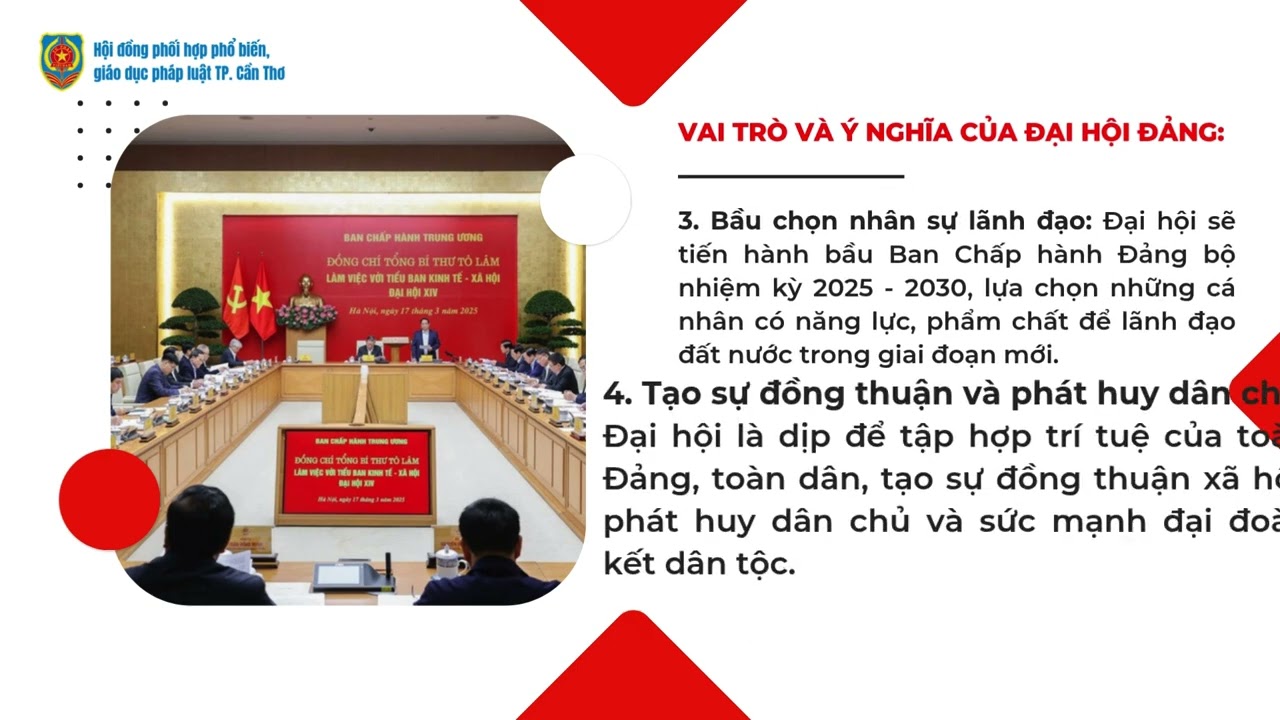 Vai trò, ý nghĩa, tầm quan trọng của Đại hội Đảng các cấp và Đại hội Đảng toàn quốc nhiệm kỳ 2025 - 2030