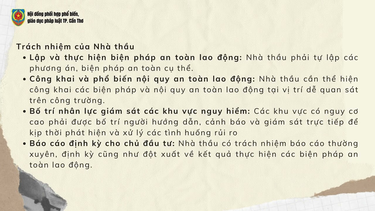 Trách nhiệm của chủ đầu tư và nhà thầu trong bảo đảm an toàn lao động là gì?